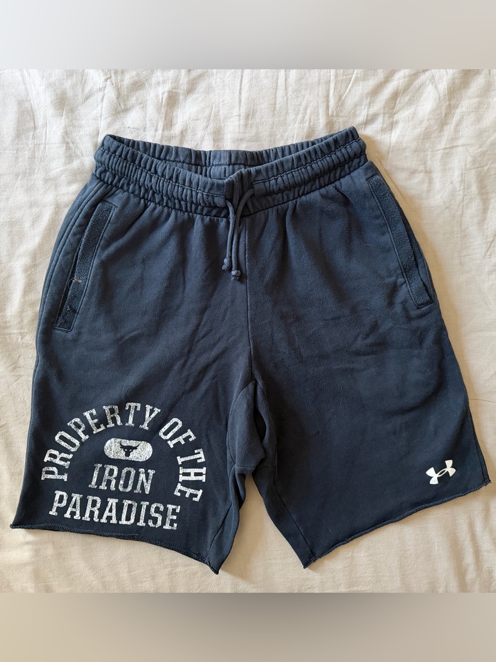 Under Armour Navy Blue 'Property of the Iron Paradise' Athletic Shorts